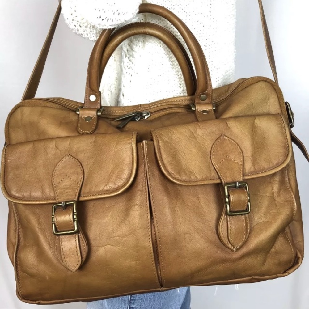 Vintage Leather Messenger Briefcase Laptop Bag